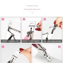 1Pcs 3-Way False Nail Tip Cutter - Stainless Steel U-Shaped Clipper For Acrylic, Gel, And Fake Nails - Essential DIY Manicure Tool - 粉色 - 查看 5