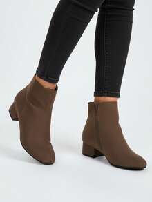 Casual Side Zipper Office - Brown - View 2