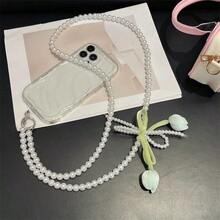 夏季新款珍珠链女士包包挂饰，甜美百搭钥匙扣，防丢吊坠，手机壳配件 - 彩色 - 查看 11