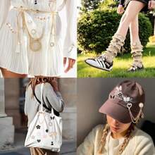 72Pcs Junk Socks Charms Kit Gold Brooches And Pins For Women Pearl And Rhinestone Sock Charms With Safety Pins DIY Accories For Decorating And Personalizing Socks Clothes Hats Shoes Scarf Shawl - 金色 - 查看 5
