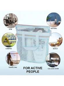 EstiloTendenciaBolsa De Ducha PortáTil De Malla De 10.2 X 9.9 Pulgadas Con Cierre Y 2 Bolsillos. DV Lifestyle - Bolsa De Ducha Ideal Para Gimnasio, Viajes, Campamento, Playa, Protector Solar, RecáMaraCalidad PremiumVersióN Mejorada - Gris Claro - Ver 11