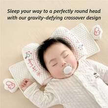 Cartoon Baby Pillow, Millet Pillow, 0-1 Year Old Newborn Anti-Tilt Head Pillow, Cute Baby Pillow, Millet Filling (Embroidered)