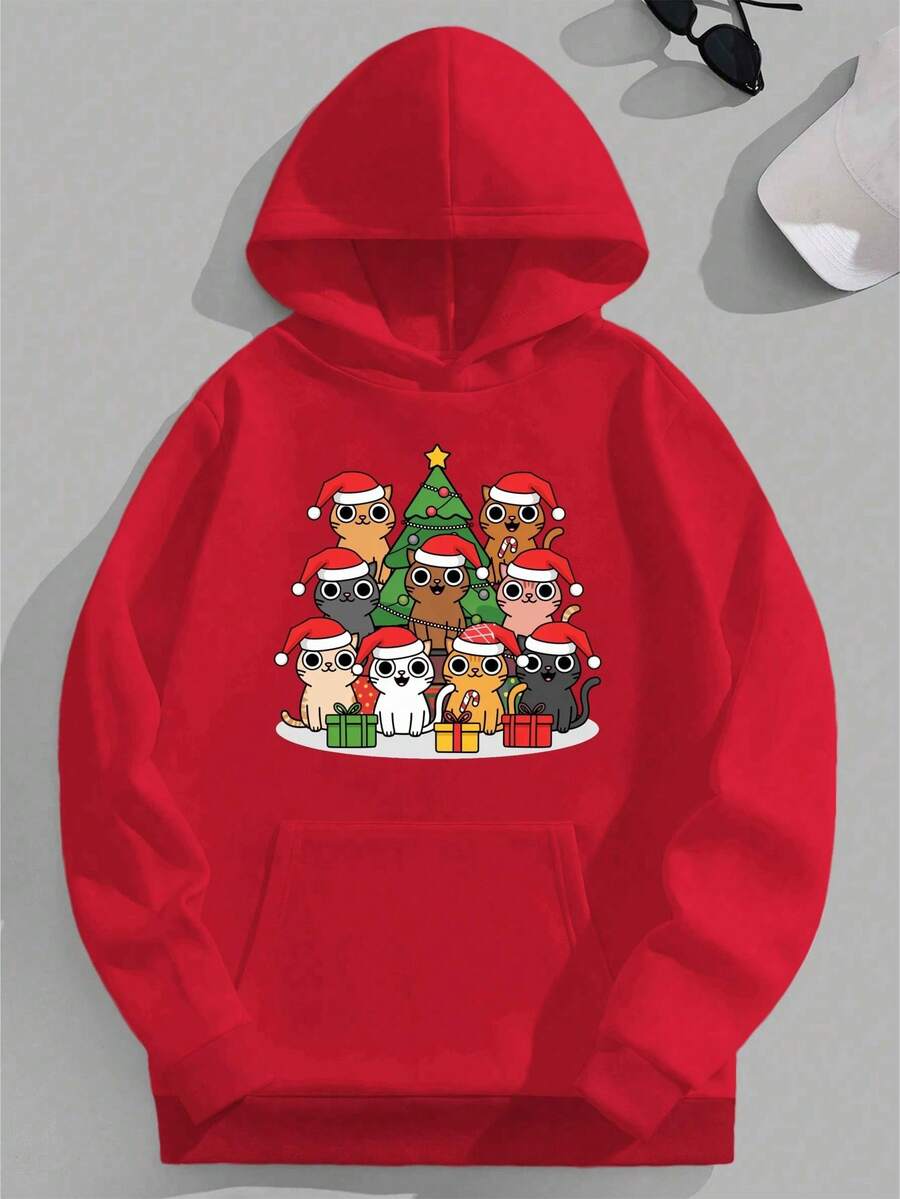 Cat Tree Hoodies For Women - Red - View 1