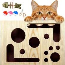 Multi-Function Cat Nail File Box, Includes Nail File, 3 Claw Shaped Balls, And 1 Fish Shaped Chew Toy - A Versatile Cat Nail Care Toy