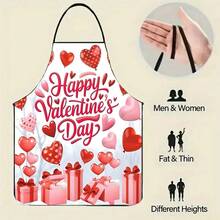 1 Stück Schürze mit Happy Valentine's Day Motiv mit bunten Herzluftballons und Geschenkboxen Design, ideal für romantisches Kochen und Backen, Valentinstag Party Dekoration, Feier Zubehör, festlicher Kochschürze - Verschiedenfarbig - Übersicht 3