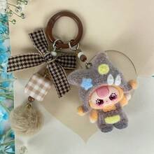 新款多巴胺毛绒钥匙扣，可爱卡通钥匙圈挂件包包挂饰，礼物 - 彩色 - 查看 2
