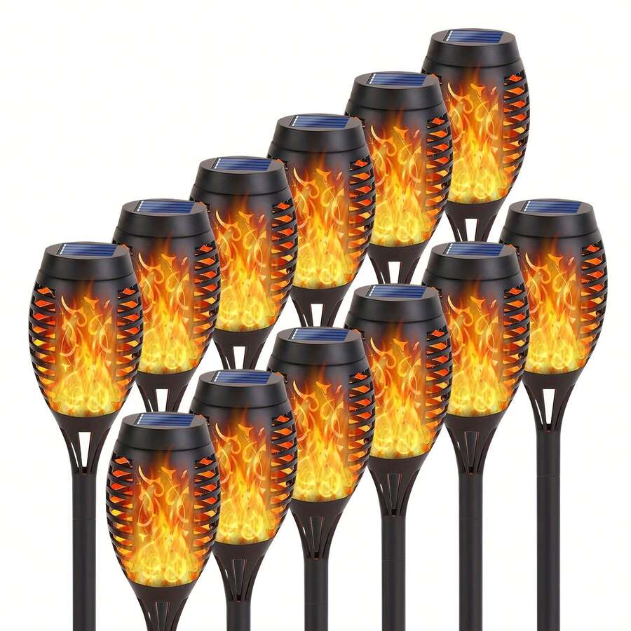 Solar Lights Outdoor, Solar Torch Light With Flickering Flame For Halloween Decor, Solar Garden Lights, Waterproof Outdoor Lighting, Flame Torches For Outside Patio Pathway Yard Decorations - Màu trắng ấm áp - Xem 1