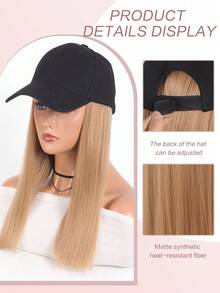 14 Inch Hat Wig For Women Baseball Cap Wig With Long Straight Synthetic Hair Extensions Adjustable Baseball Hat Wig For Daily Use - Multicolor - View 5