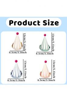 圆锥形生日派对帽，色彩缤纷的童话主题生日帽，带有荷叶边和绒球，适合成人佩戴，可用于圣诞节、生日派对、新娘送礼会、春季派对、嘉年华等各种庆祝活动的装饰。 - 彩色 - 查看 4