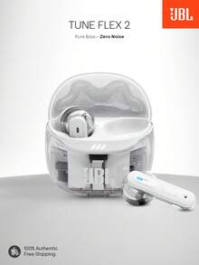 JBL Tune Flex 2 Active Noise Cancelling True Wireless Earbuds, 48-Hour Battery Life, Spatial Audio, 6-Mic HD Calling, Bluetooth 5.3, Lightweight & Comfortable Fit, Exceptional Sound Quality, IP54 Waterproof - White - View 2