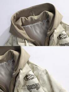 Jaket Pria Baru Musim Semi/Gugur Kasual Longgar dengan Hoodie - Khaki - View 3