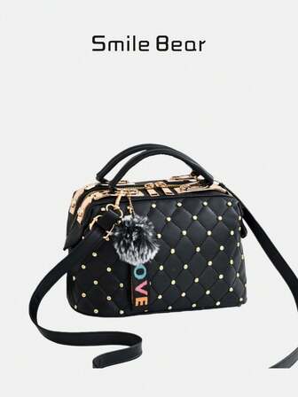 Ny fyrkantig väska i söt damstil, flerskiktsdesign, slitstark textur, lämplig för höst och vinter, enaxlad axelremsväska, handväska och tre användningsområden, stor kapacitet, kan användas som ett mångsidigt pendlingsmöte