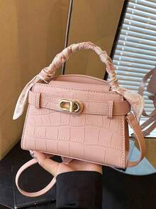 优雅时尚的新款春夏石纹手提包，精致复古，高性价比丝巾单肩包，小巧精致的高品质女士斜挎包，适合约会、用餐、购物和摄影等场合。 - 粉色 - 查看 7