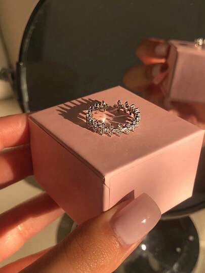 1pc 2026 New Fashion Adjustable Silver Garland Ring Four Leaf Clover Flower Open Ring Women Valentine's Day Gift Jewelry Suitable For Anniversary, Party, Gathering And Special Occasions