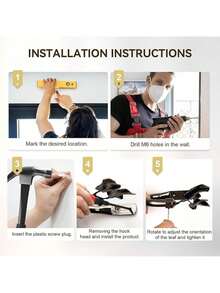 EstiloTendenciaAlzapañOs De Cortina De Aluminio Chapado En Cromo, 2 Piezas, Soportes BotáNicos Y Soportes Laterales, Tiradores De Pared Brillantes Para Cortinas Modernas, DecoracióN Del HogarCalidad PremiumVersióN Mejorada - Niquelado negro - Ver 6