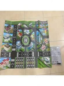 1pc Large Non-Woven City Traffic Game Mat, Waterproof & Moisture-Proof, Interactive Road Map, Suitable For Children's Toy Cars, Room Decor, Educational Tool, Christmas Gift (Accessories Random)