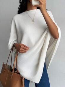 2025 Simple Comfortable Shawl Top, Elegant And Dignified, Spring/Autumn Fashion Elegant Loose Knit Shawl Top, Women, Loose Fit, Lightweight, Autumn, Casual Travel Beach Versatile Style - Beige - View 5