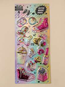 5pcs Random Glitter Rocking Stickers With 3D Hot Stamping Seals For Girls, Back To School, School Supplies - Multicolor - View 10