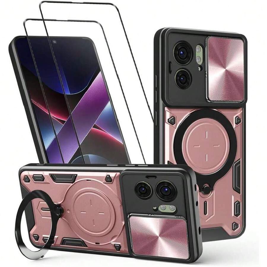 Funda para  Moto Edge 40 5G Capa Case - con Protector de Pantalla y Soporte de teléfono Incorporado - Rosa,37621153 - Morado - Ver 1