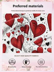 1 Pack Of Novelty Men's Shorts, Laser-Cut Red Valentine's Day Pattern Printed Shorts, Knitted Fabric, Four-Needle Six-Thread Technique, Breathable And Sweat-Wicking, Soft And Skin-Friendly. Perfect Valentine's Day Gift For Boyfriends. Naughty And Cute, Perfect For Casual Home Wear. - Multicolor - View 9