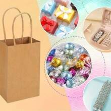 5/10pcs Brown Paper Bags, Gift Bags Bulk, With Handles, Suitable For Party Favor Bags, Gift Bags, Food Bags, Shopping Bags, Birthday Gift Bags, Takeout Bags, Takeaway Packaging Bags - Multicolor - View 8