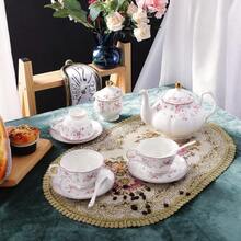 Vintage Porcelain Tea Set For Women Tea Party Cup And Saucer Set For 6 Wedding Floral Teapot Set For Adults Pink Rose - 粉色 - 查看 5