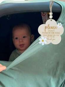 1pc Wooden "No Touch, No Kiss" Baby Sign - Newborn Protection Reminder Plaque, Suitable For Baby Shower, Birthday Party And Bath Products - Multicolor - View 6