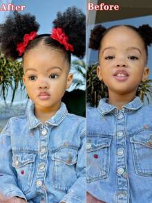 2 Packs Kids Hair With Rubber Band Headband Afro Puff Soft Hair Marley Kinky Bulk For Hair Girl With Elastic - Natural Black - View 4