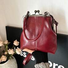 2025 Autumn And Winter New Fashion Retro Suede Material Handbag, Detachable Women's Shoulder Bag, With Button Closure Wallet. Simple Green Crossbody Bag - Red - View 2