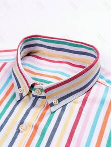 Audmroton Men's Plaid Striped Button Down Shirts Spring Fall Cotton Long Sleeve Oxford Dress Shirts With Pocket - 彩色 - 查看 3