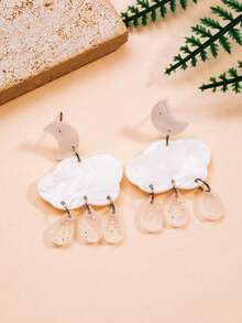 1 Pair Fashionable Cute New Oil Drop Cloud & Raindrop Tassel Earrings, Suitable For Children - Multicolor - View 10