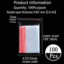 XZV 100 túi nhựa khóa kéo nhiều kích cỡ, kiểu dáng từ 1"-12", dày 0.04mm, hai lớp, chống thấm nước và bụi, có thể tái sử dụng, thích hợp để đóng gói quà tặng, trang sức, phụ kiện, sử dụng tại siêu thị, các bữa tiệc, Ngày Valentine, họp mặt gia đình, tựu trường, Ngày của Mẹ, lễ tốt nghiệp, tự làm đồ thủ công, Halloween, Giáng sinh. - Trong suốt 100 chiếc - Xem 26