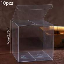 10pcs Square Transparent Plastic Candy Gift Boxes, Suitable For Birthday, Wedding Party Candy And Dessert Packaging - Clear - View 14