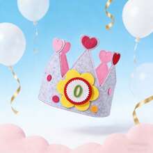 1set,Pink Felt Crown Decoration Birthday Crown Cake Decorations For Prince Princess Birthday Hat Crown Replaceable Numbered Happy Party, Girl's Birthday Crown With Interchangeable Numbers From 0-9 (Pink) - Multicolor - View 6