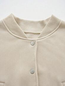 Chaqueta de manga larga de unicolor y sencilla para uso diario para mujer - Albaricoque - Ver 7
