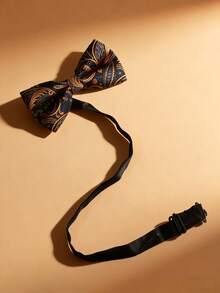 1条男士时尚佩斯利花纹双层领结，适合派对、日常穿着、上学、旅行等场合。