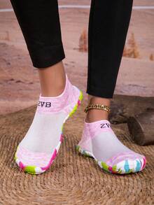 ZVB Barefoot-Friendly Water Shoes, Soft-Soled Women's Beach Shoes For Swimming, Diving, Fishing, Outdoor Quick-Drying Summer Sandals, Non-Slip & Breathable - White Pink - View 10