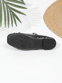 新款复古低帮玛丽珍鞋，舒适系带鞋，褶皱女鞋 - 黑色 - 查看 6