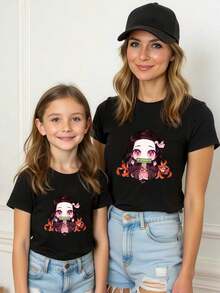 Tween Girls T-Shirts Boy Graphic Tee Tween Girl Mother Day Casual Leopard Letter Heart Pattern Round Neck Short Sleeve T-Shirt Mommy And Me Matching Outfits Tween Girls T-Shirts School Girl Outfit Young Boys Shirts Kids Boys Clothing Ropa Para Niña Graphic Tees For Boys Matching Family Outfits Christmas Graphic T-Shirt - 黑色2 - 查看 22