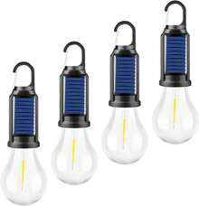 4-Pack Solar Rechargeable Hooked Camping Light, LED Solar Tent Lights Battery Powered With Clip Hook, Portable Outdoor Waterproof Emergency Light Bulb For Hiking, Camping, Fishing - Yellow Light - View 13