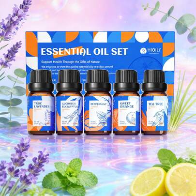  HIQILI 纯精油礼盒套装，6瓶*10毫升和16瓶*10毫升，适用于DIY香水、香薰机、加湿器、按摩、护肤、护发、香皂、香薰蜡烛等，适合作为情人节、新年、万圣节、圣诞节、生日礼物送给家人和朋友。
