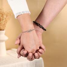 Bộ 2 vòng tay đôi hình trái tim từ tính tối giản, quà tặng Giáng sinh cho cặp đôi/bạn trai/bạn bè/cha, quà tặng Giáng sinh cá nhân hóa theo yêu cầu. - Xám - Xem 4