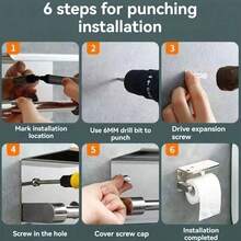 Portarrollos de papel higiénico, Soporte para pañuelos de hotel, Caja de pañuelos montada en la pared, Toallero sin taladro, Soporte para teléfono - Multicolor - Ver 8