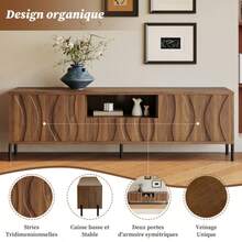 TV Unit With Three Doors. Low Living Room Cabinet. Dimensions: 160 X 35 X 46 Cm (Length X Width X Height). - Wood Color - View 8
