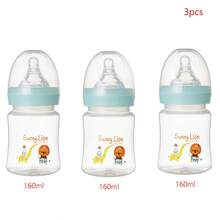 1pc/2pcs Baby Milk Bottle, 5cm Diameter, PP Material, Heat Resistant Up To 120°C, Microwave Body, Clear Measurement Marks, Soft Nipple, Convenient For Baby Daily Use