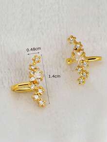 1 Pair Crystal Star Clip-On Earrings, Women's Cubic Zirconia Non-Pierced Ear Cuffs, Cartilage Clip Earrings, No Ear Holes Required - Ear Clip - View 7