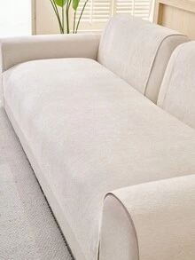 1件装奢华雪尼尔沙发垫套，现代简约时尚防尘防滑沙发座垫，可水洗，适用于卧室、办公室、客厅组合，L型沙发和1/2/3/4座沙发 - 米色 - 查看 5