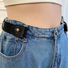 1 Pair No Buckle Elastic Belt For Women Men, High Stretch Belt For Pants Jeans, Casual Buckle Free Adjustable Invisible Belt, Accessories  Casual    Elastic    Buckle - 黑色 - 查看 5