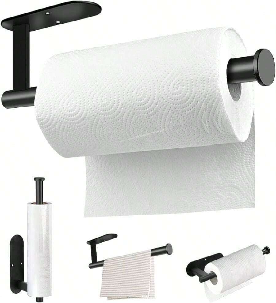 MGahyi Paper Towel Holder Wall Mount, Self Adhesive Or Drilling Under Cabinet Kitchen, 132 Inch Stainless Steel Paper Towel Roll Rack, Towel Roll Hanger For Bathroom(Silver, Rectangle) - ColorA - View 1