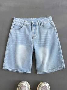 Light Blue Casual Style Denim Shorts For Teenage Boys - Baby Blue - View 3